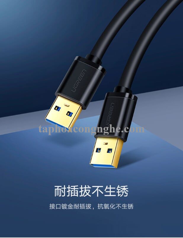 Ugreen 30150 0.5M màu Đen Cáp 2 đầu USB 3.0 dương dáng dẹt cao cấp US128 30030150